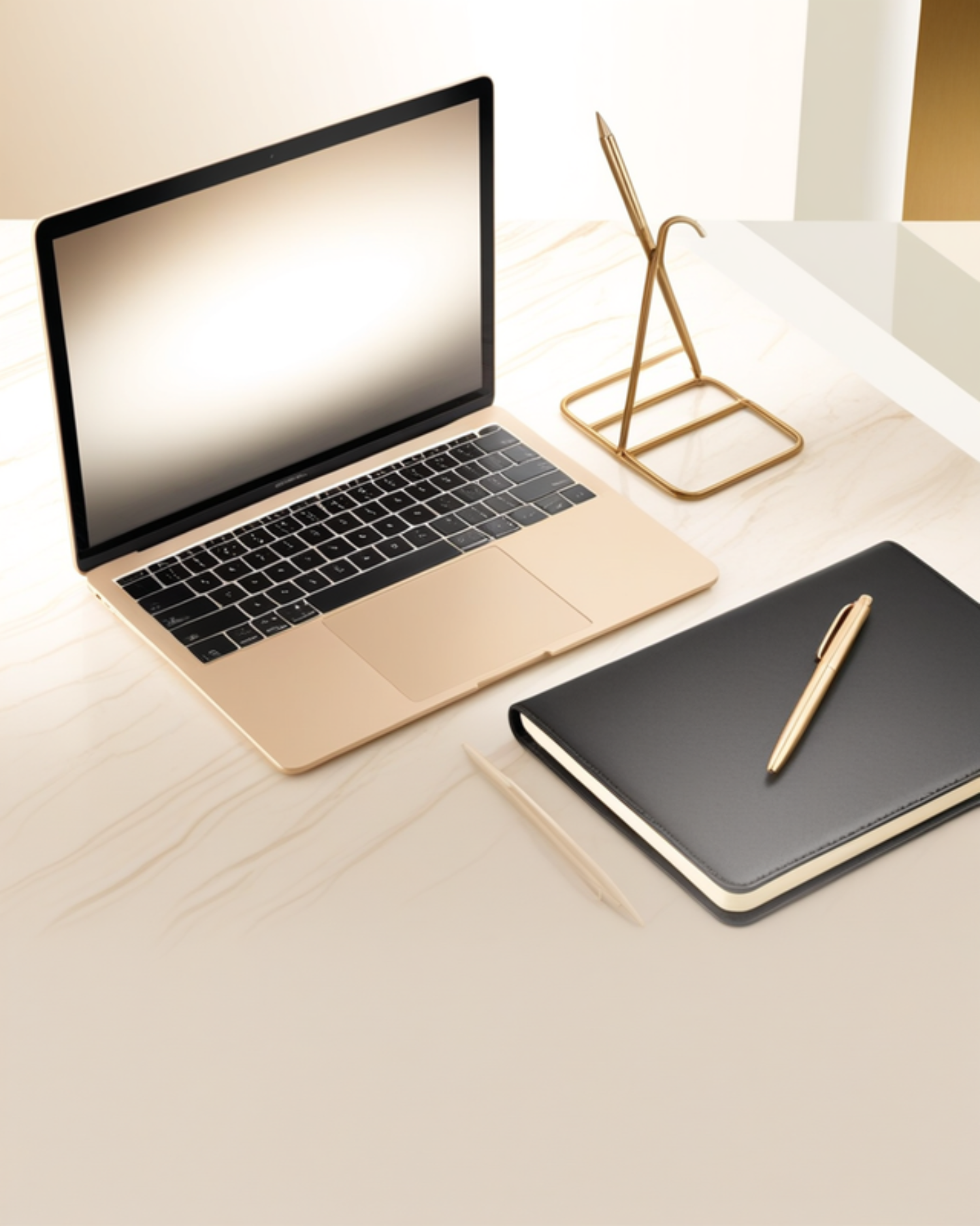 Systems & Agents collection - quiet luxury flat lay, no text
