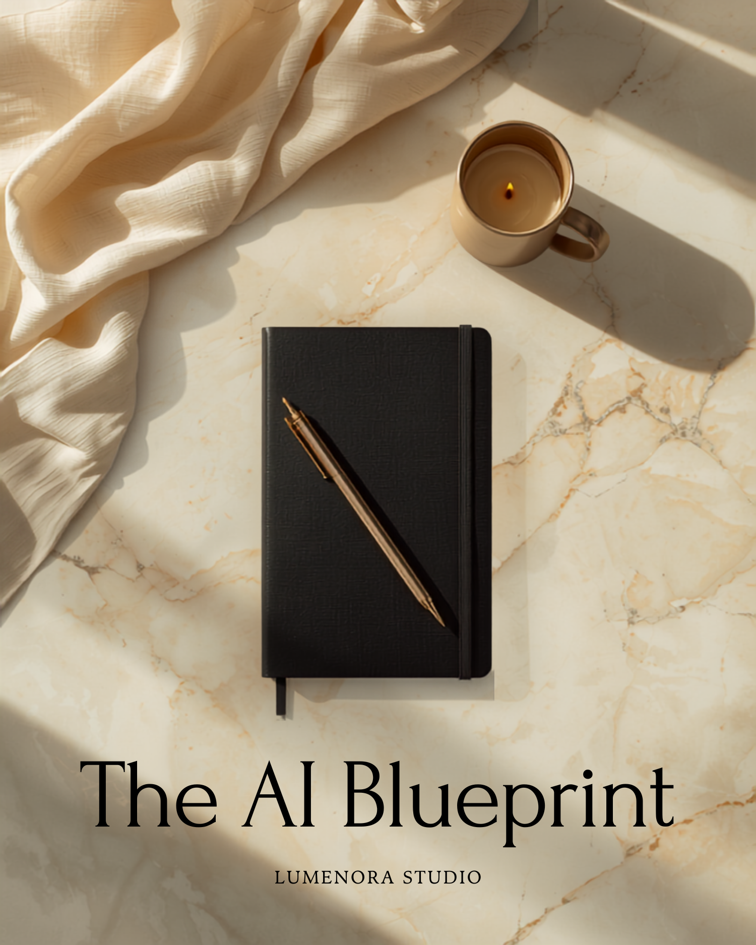 The AI Blueprint cover - quiet luxury flat lay