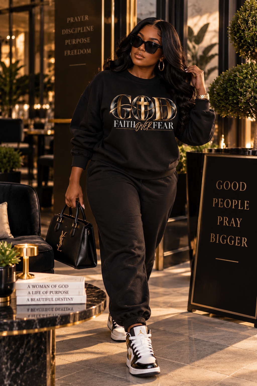 GOD Faith Over Fear Crewneck Sweatshirt — Christian Streetwear for Women