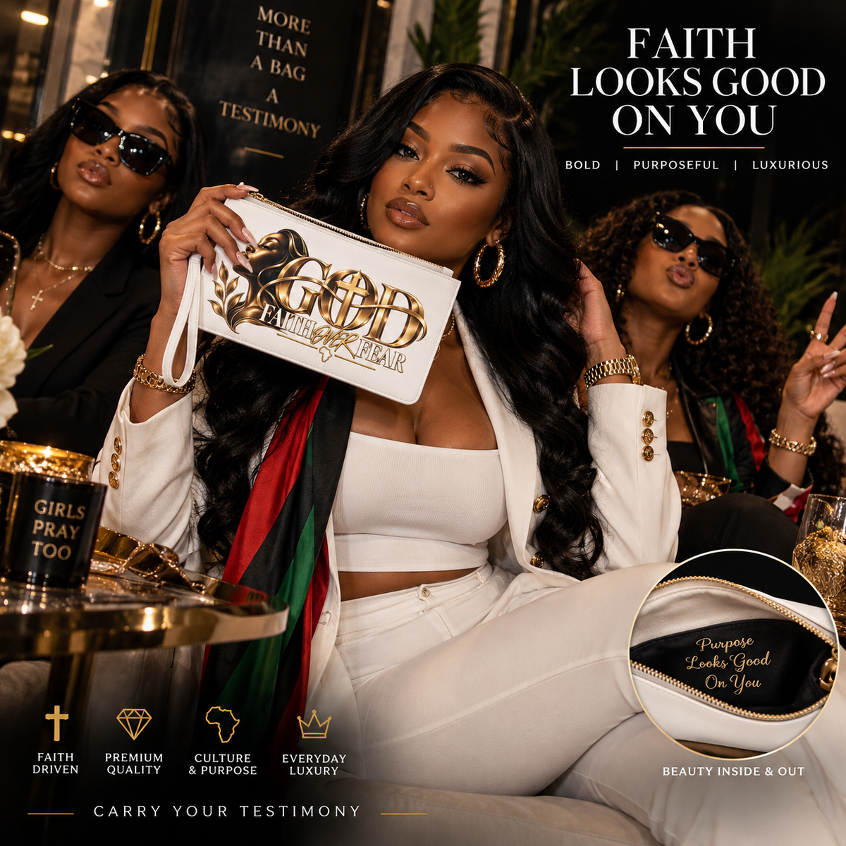 GOD Faith Over Fear Wristlet Clutch — Christian Accessories for Women