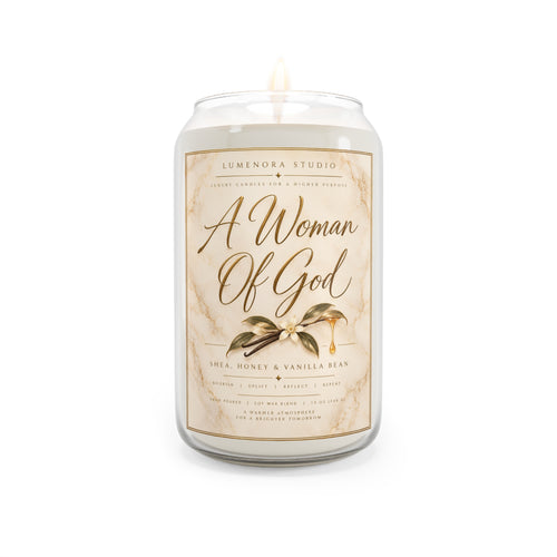 A Woman of God Soy Candle — Shea, Honey & Vanilla Bean Christian Candle